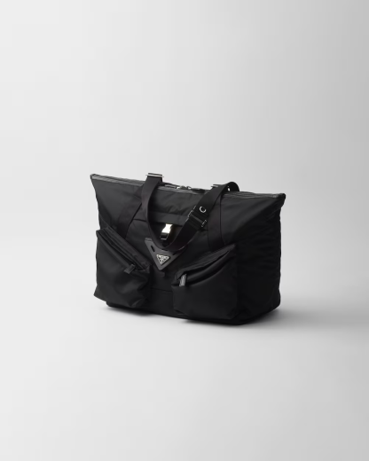 Re-Nylon and leather travel bag